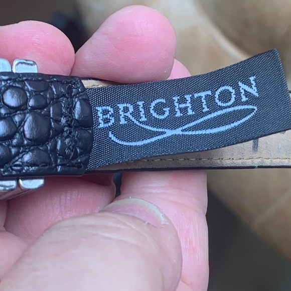 Brighton Black Leather BELT Silver Insets M/L-32 - Picture 7 of 8